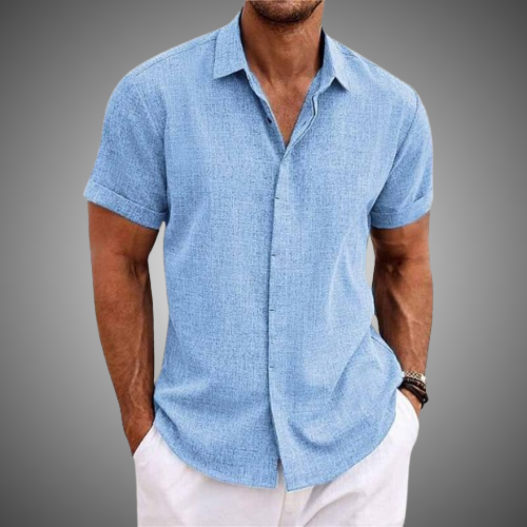 Lorenz | Men's Short Sleeve Cotton-Linen Casual Shirt
