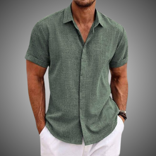 Lorenz | Men's Short Sleeve Cotton-Linen Casual Shirt