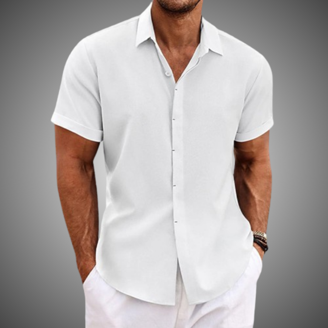 Lorenz | Men's Short Sleeve Cotton-Linen Casual Shirt