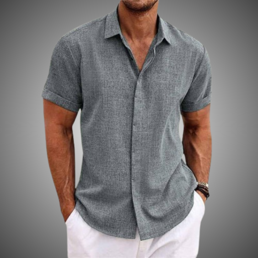 Lorenz | Men's Short Sleeve Cotton-Linen Casual Shirt