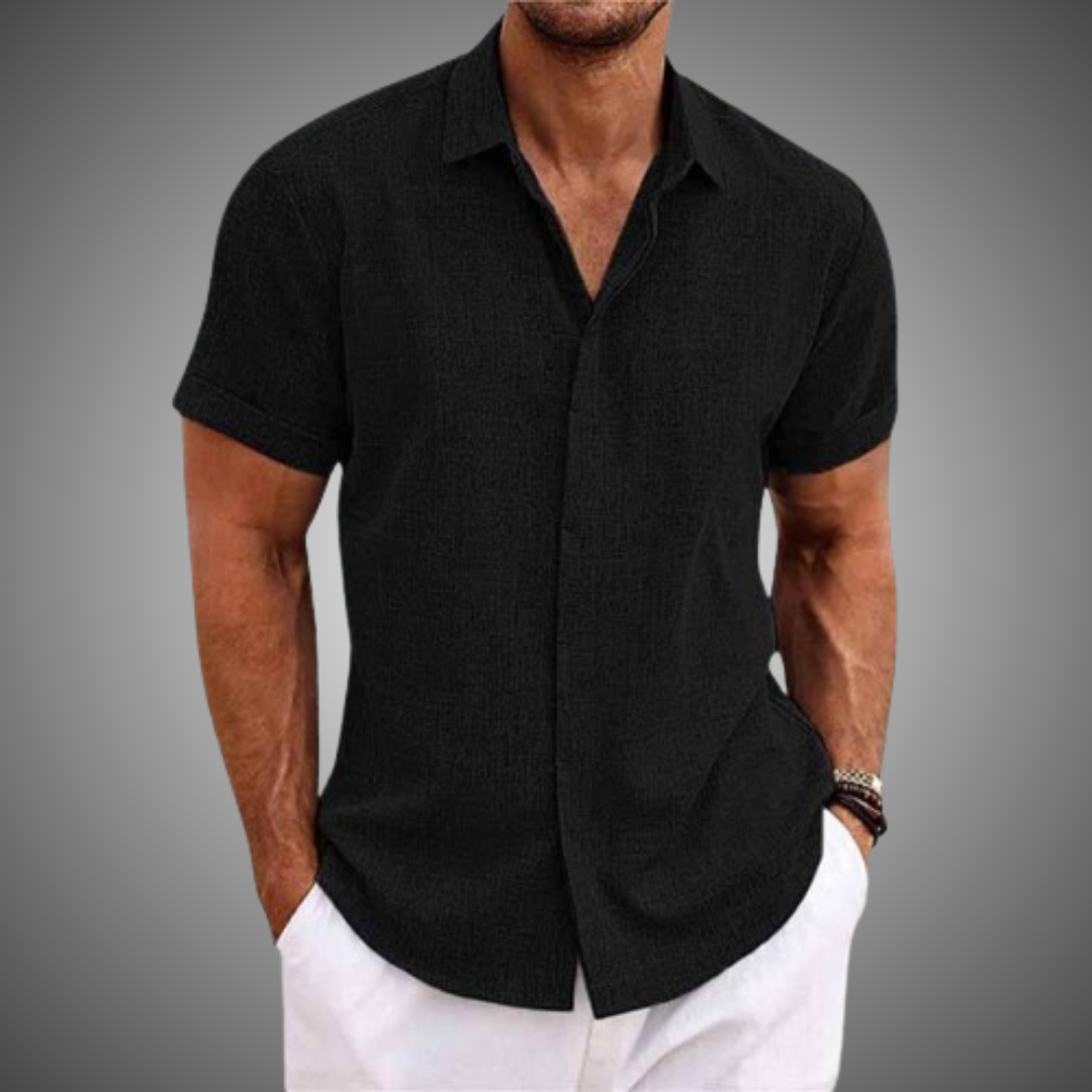 Lorenz | Men's Short Sleeve Cotton-Linen Casual Shirt