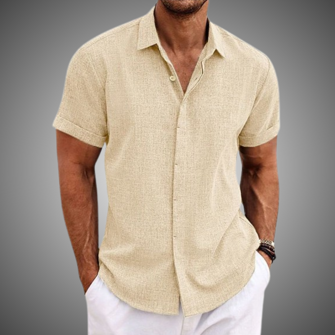 Lorenz | Men's Short Sleeve Cotton-Linen Casual Shirt