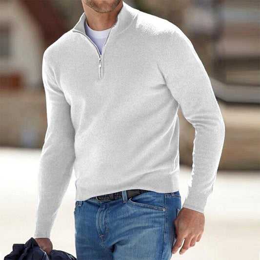 Finn | Men’s Zip Neck Stand Collar Sweater, Slim Fit Smart Casual Jumper