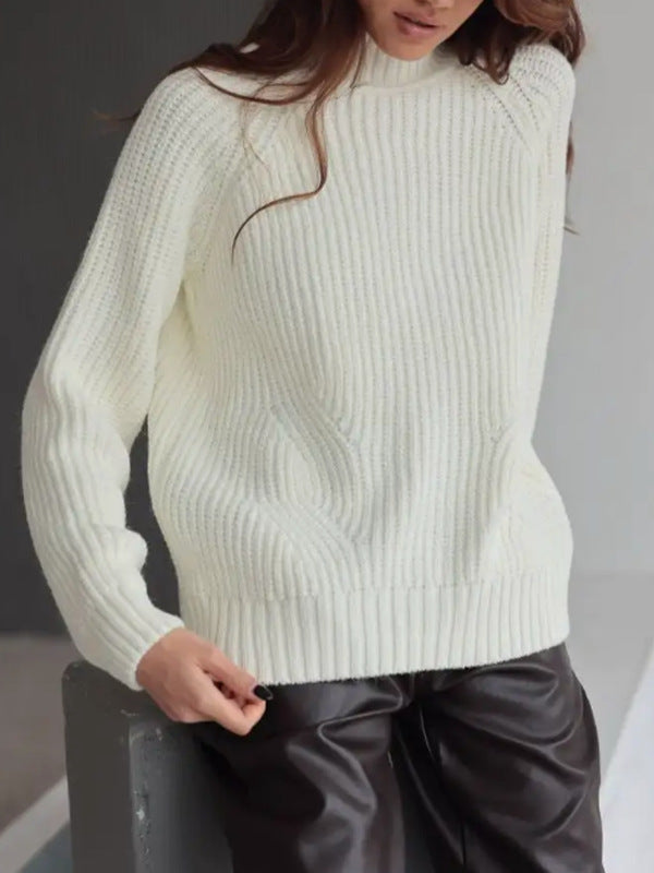 Elena | Women’s Loose-Fit Knitted Turtleneck Sweater with Raglan Sleeves