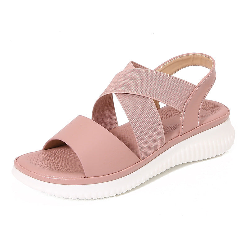 Opheria | Women’s Casual Sandals – Crisscross Elastic Straps – Cushioned Footbed – Slingback Comfort Fit