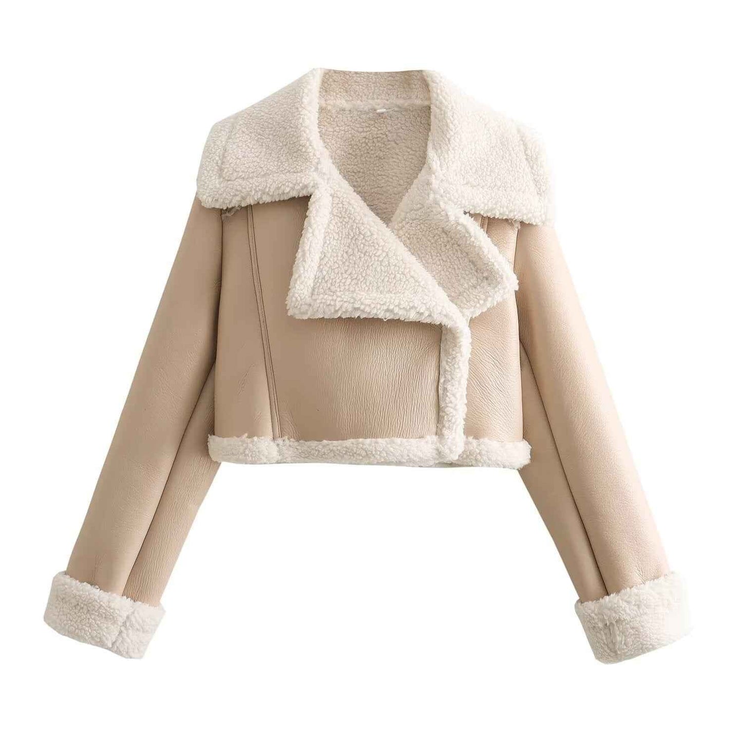 Claudia | Women’s Short Leather-Look Jacket with Teddy Lining