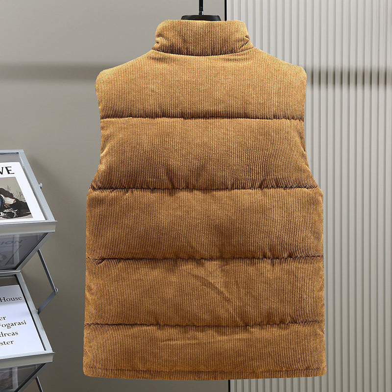 Finley | Men’s Corduroy Padded Vest with Stand Collar & Warm Quilted Design