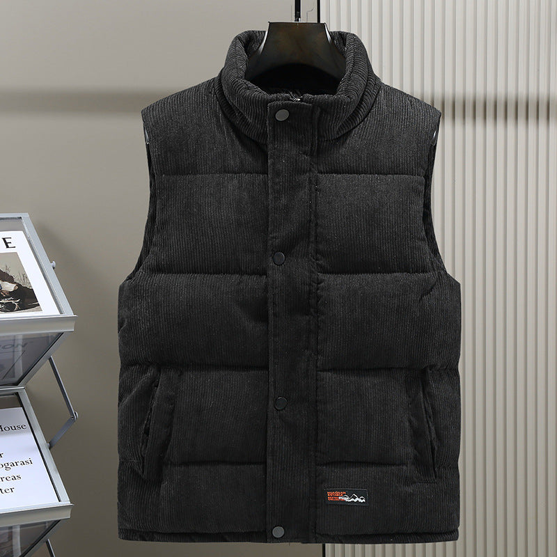 Finley | Men’s Corduroy Padded Vest with Stand Collar & Warm Quilted Design