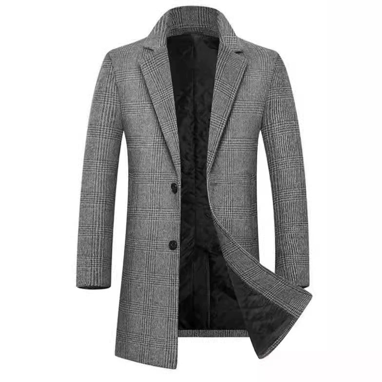 Lazare | Men's Checked Wool-Blend Overcoat – Regular Fit with Quilted Lining