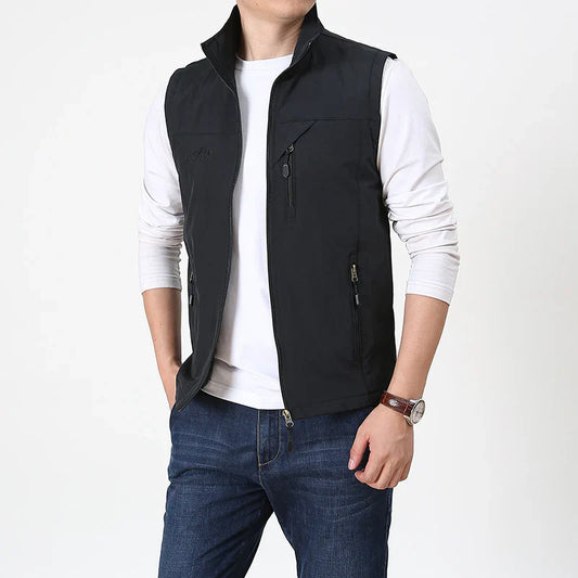 Francis | Men’s Stand Collar Quilted Vest with Full Zip & Secure Pockets