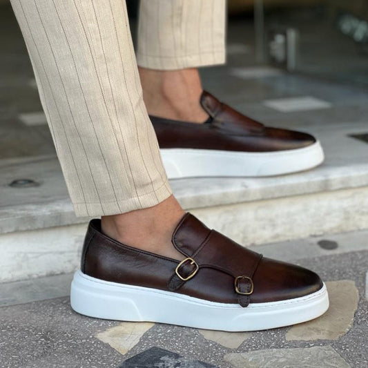 Alistair | Men's Double Buckle Platform Loafers with Sturdy Sole