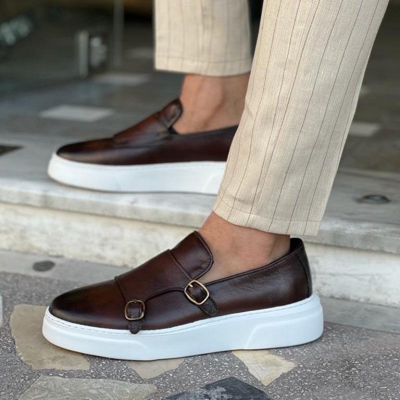 Alistair | Men's Double Buckle Platform Loafers with Sturdy Sole