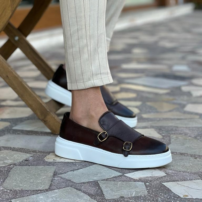Alistair | Men's Double Buckle Platform Loafers with Sturdy Sole