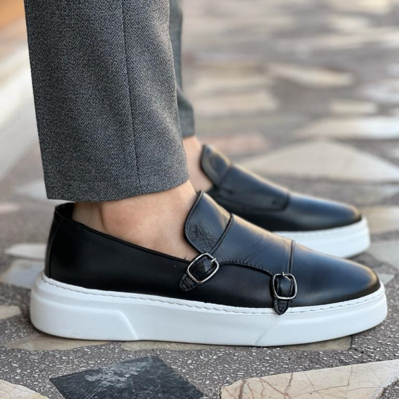 Alistair | Men's Double Buckle Platform Loafers with Sturdy Sole