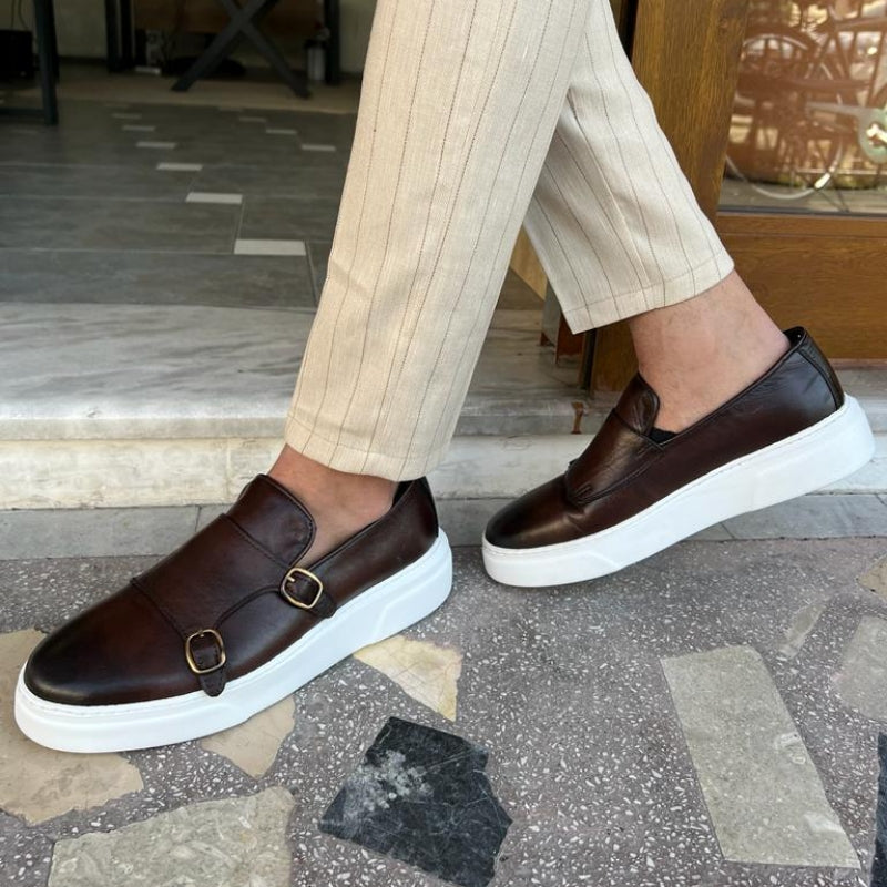 Alistair | Men's Double Buckle Platform Loafers with Sturdy Sole