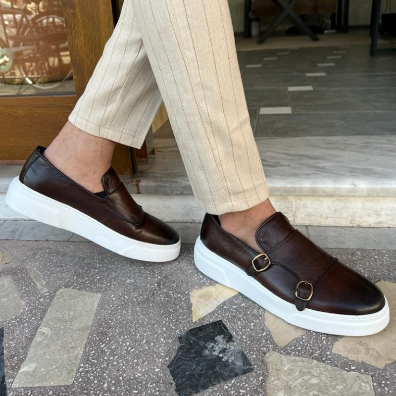Alistair | Men's Double Buckle Platform Loafers with Sturdy Sole