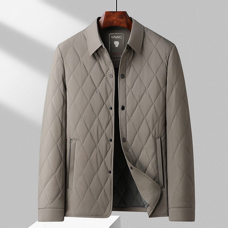 Lambert | Men’s Slim Fit Quilted Puffer Jacket with Lapel Collar & Diamond Stitch