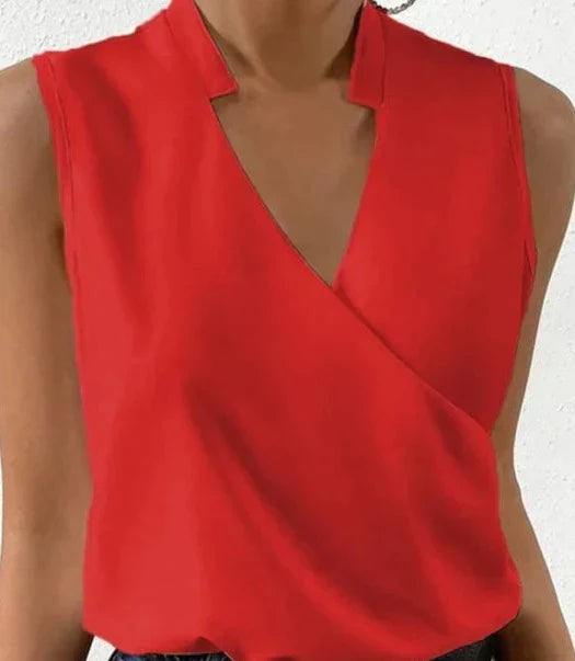 Meliora | Women's Elegant V-Neck Sleeveless Cross-Over Blouse – Chic, Casual & Comfortable
