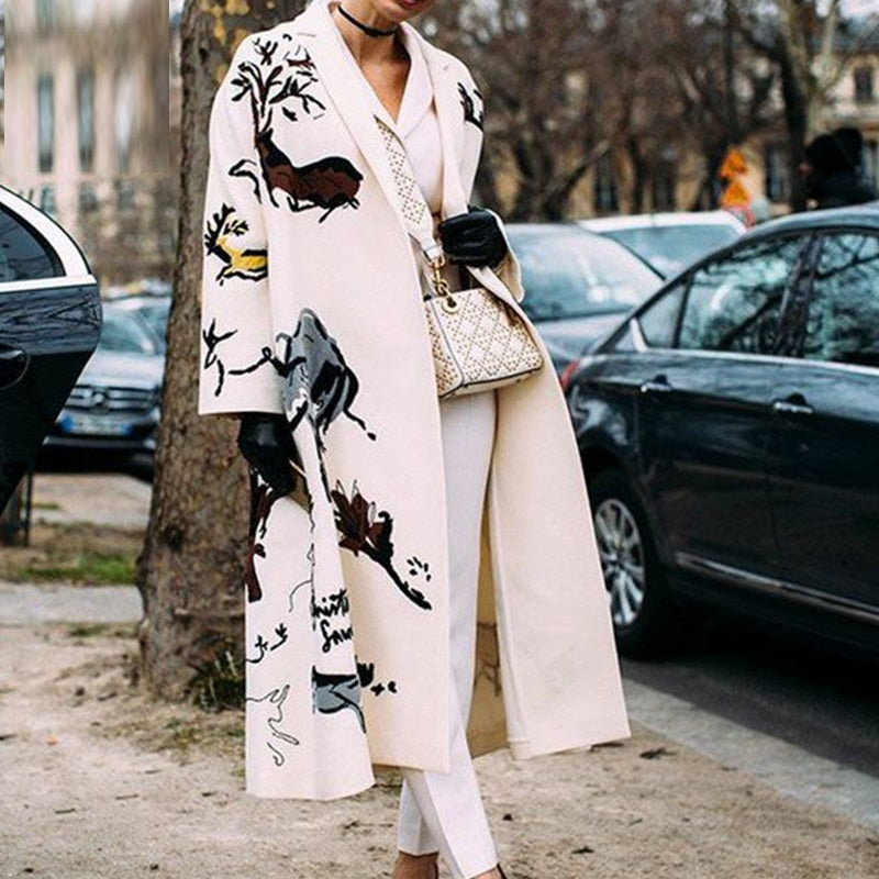 Veronica | Women's Elegant Long Cardigan Coat with Stylish Patterns