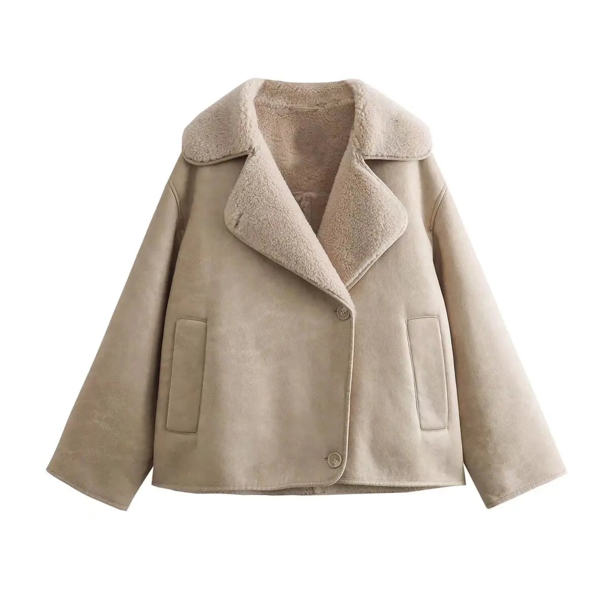 Margot | Women’s Oversized Fleece Lined Jacket with Large Lapel Collar
