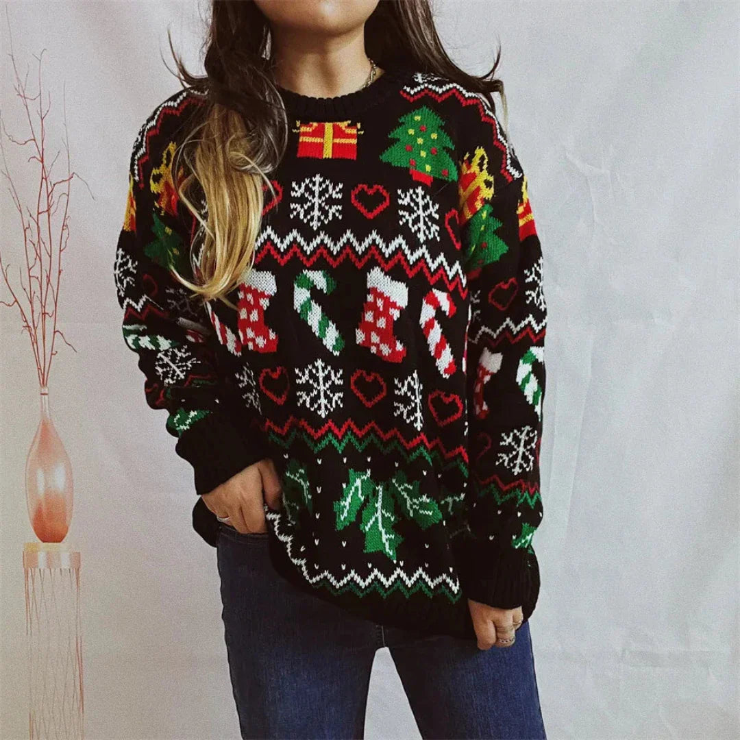 Wilmie | Women's Warm Christmas Sweater – Festive Design with Round Neck