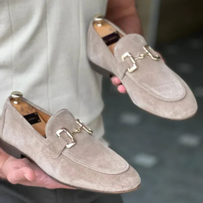 Haldira | Men's Suede Loafers with Elegant Metal Buckle