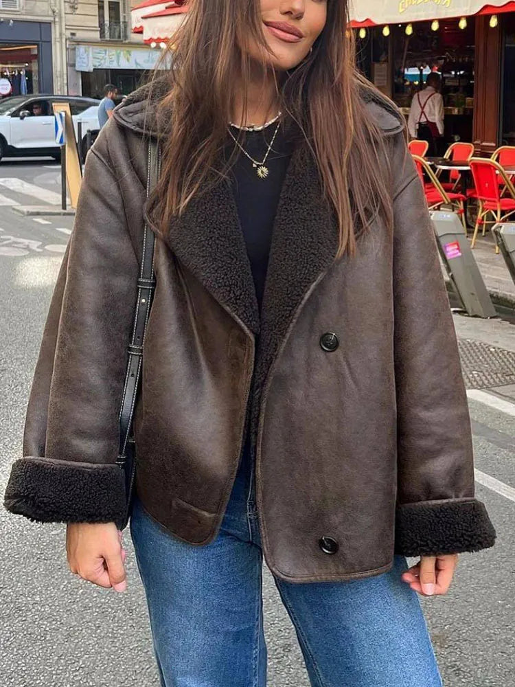 Margot | Women’s Oversized Fleece Lined Jacket with Large Lapel Collar