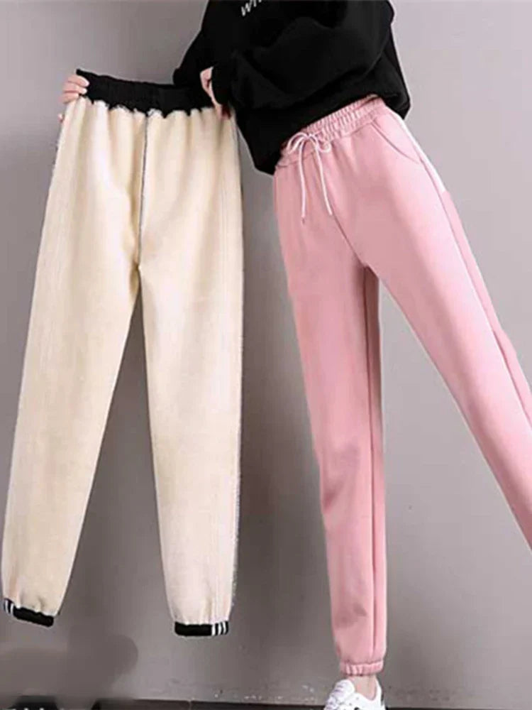 Isabeau | Women's Fleece Lined Drawstring Waist Jogging Pants for Winter Comfort