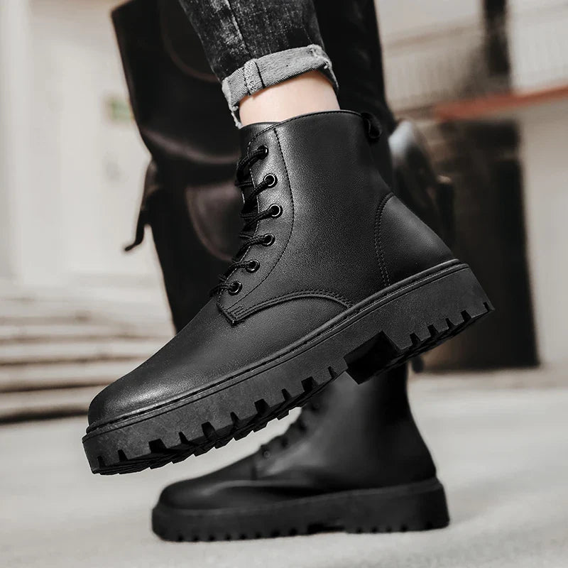 Islington | Men’s Waterproof Black High-Top Lace-Up Boots with Anti-Slip Sole