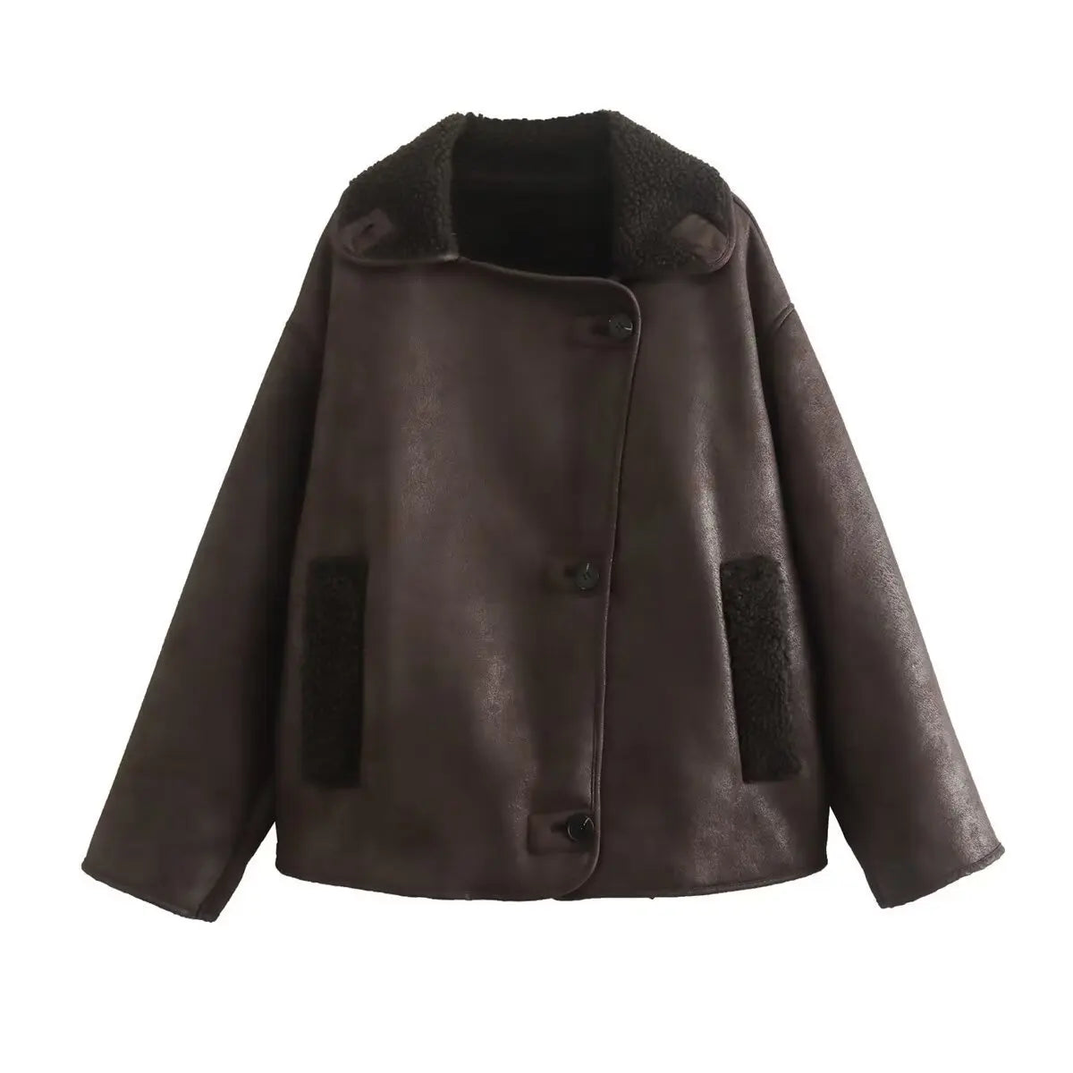 Margot | Women’s Oversized Fleece Lined Jacket with Large Lapel Collar