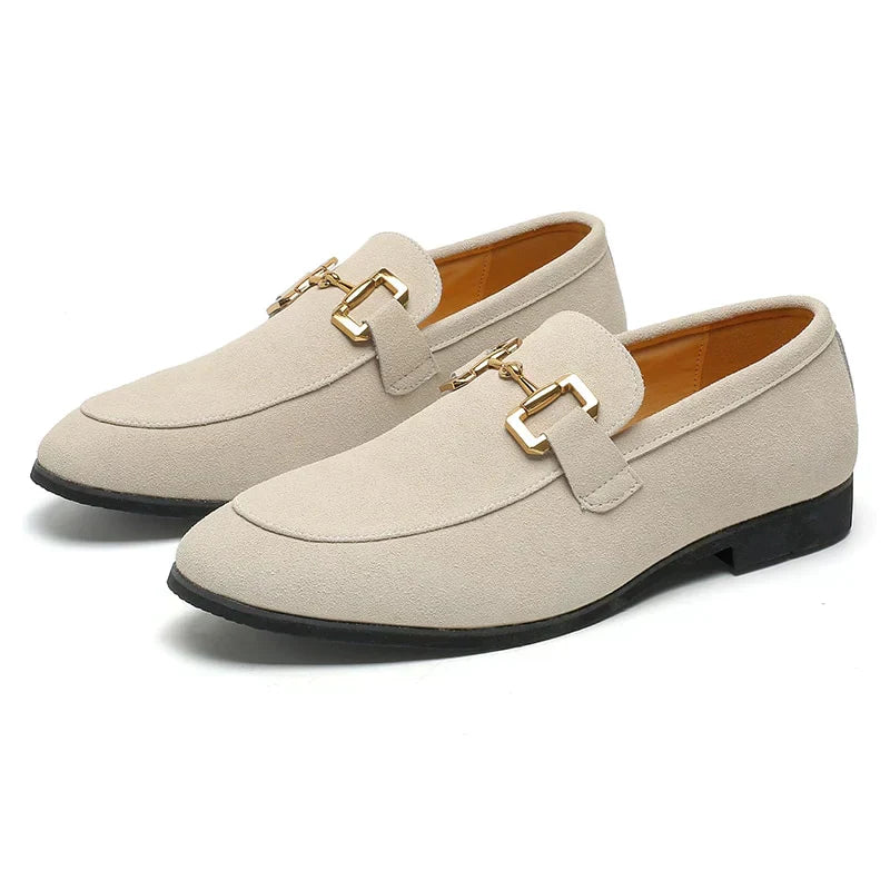Haldira | Men's Suede Loafers with Elegant Metal Buckle