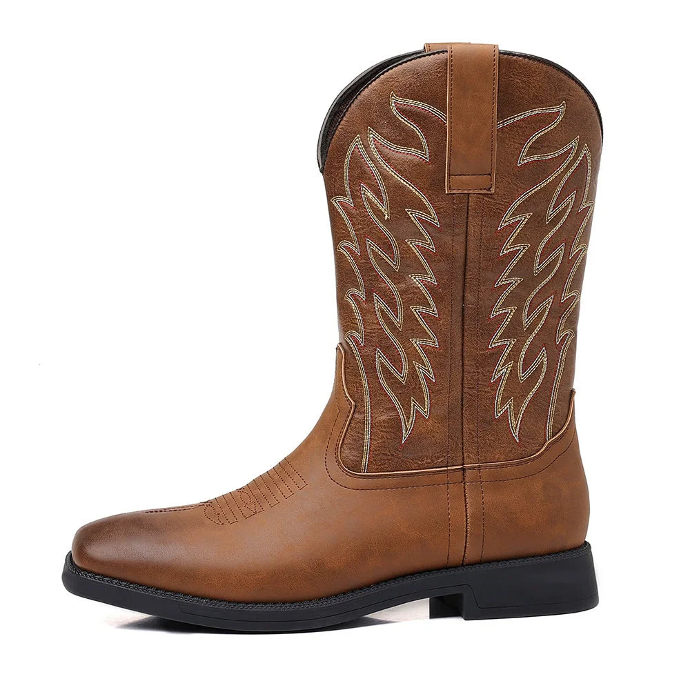 Montrose | Men’s Western Cowboy Boots with Embroidered Mid-Calf Design & Square Toe
