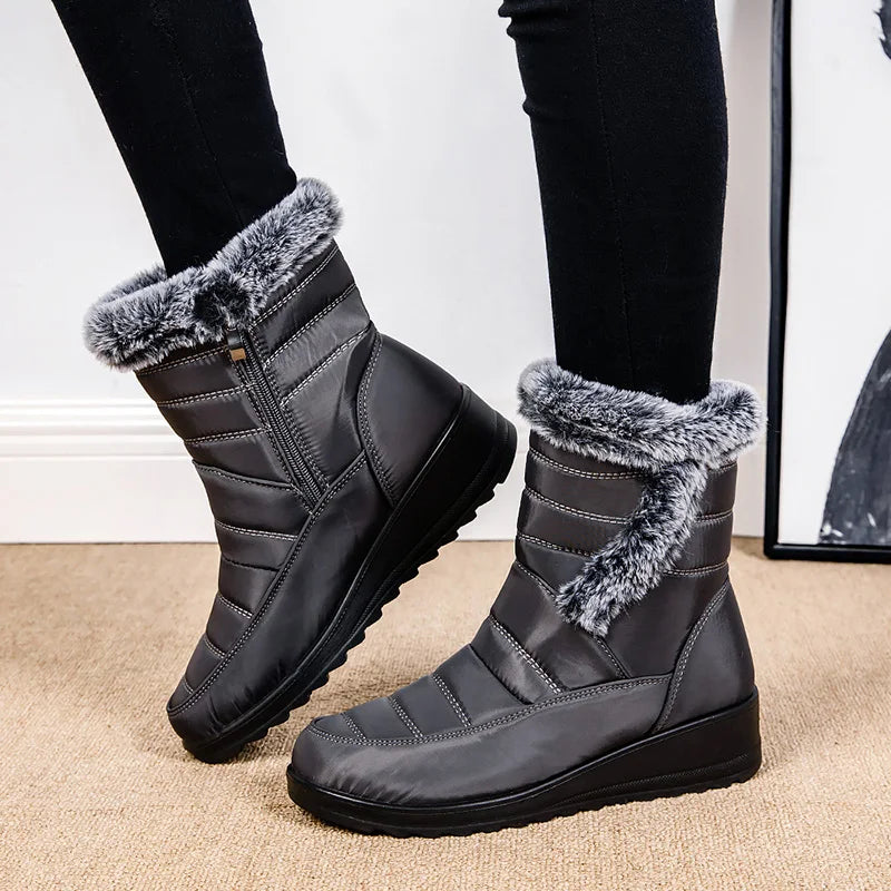 Markia | Women's Waterproof Winter Ankle Boots with Fleece Lining and Side Zip