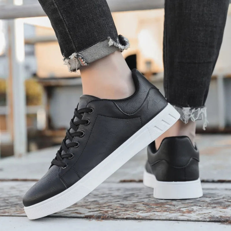 Lenard | Men’s Classic Lace-Up Leather Look Sneakers for Smart & Casual Wear