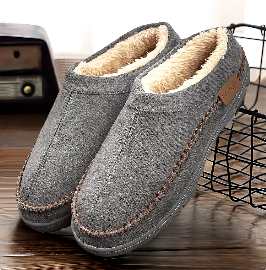 Brockley | Men’s Memory Foam Mules Slippers with Warm Lining & Non-Slip Sole