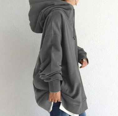 Veronica | Women’s Oversized Zip-Up Hoodie Jacket – Casual Loose Fit with Drawstring Hood