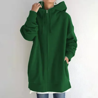 Veronica | Women’s Oversized Zip-Up Hoodie Jacket – Casual Loose Fit with Drawstring Hood