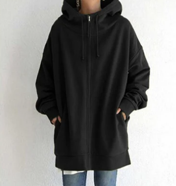 Veronica | Women’s Oversized Zip-Up Hoodie Jacket – Casual Loose Fit with Drawstring Hood