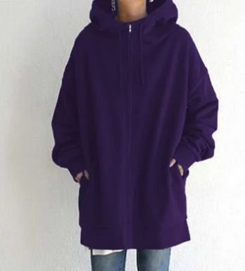 Veronica | Women’s Oversized Zip-Up Hoodie Jacket – Casual Loose Fit with Drawstring Hood