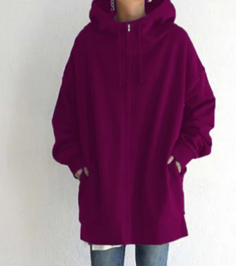 Veronica | Women’s Oversized Zip-Up Hoodie Jacket – Casual Loose Fit with Drawstring Hood