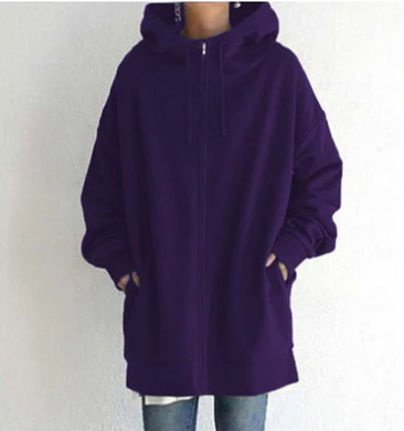 Veronica | Women’s Oversized Zip-Up Hoodie Jacket – Casual Loose Fit with Drawstring Hood