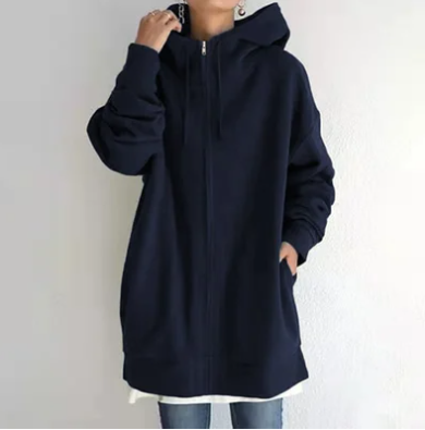 Veronica | Women’s Oversized Zip-Up Hoodie Jacket – Casual Loose Fit with Drawstring Hood