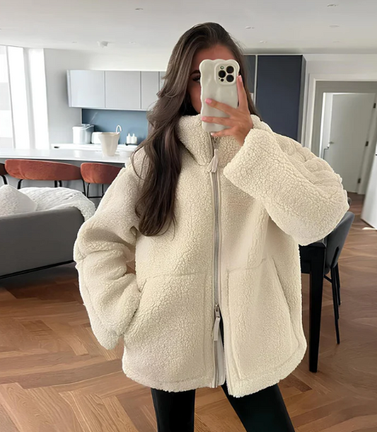 Lydia | Women's Oversized Fleece Jacket with Zipper Front and High Collar