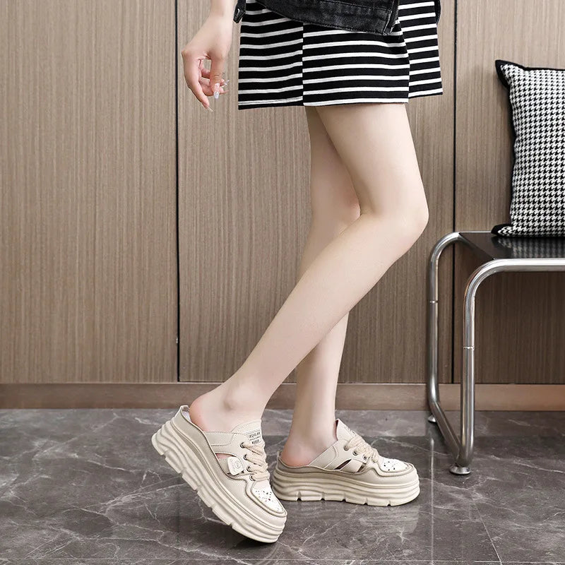 Tilda | Women's Platform Lace-Up Mule Sneakers – Stylish & Comfortable Slip-On Trainers