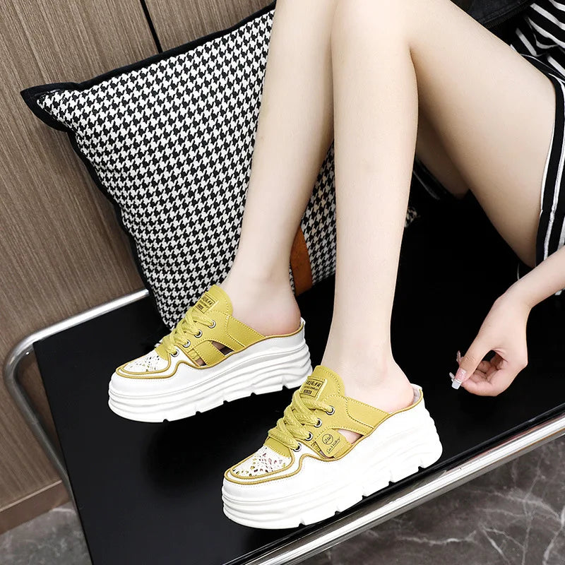 Tilda | Women's Platform Lace-Up Mule Sneakers – Stylish & Comfortable Slip-On Trainers