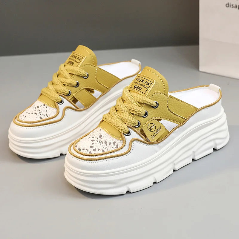 Tilda | Women's Platform Lace-Up Mule Sneakers – Stylish & Comfortable Slip-On Trainers