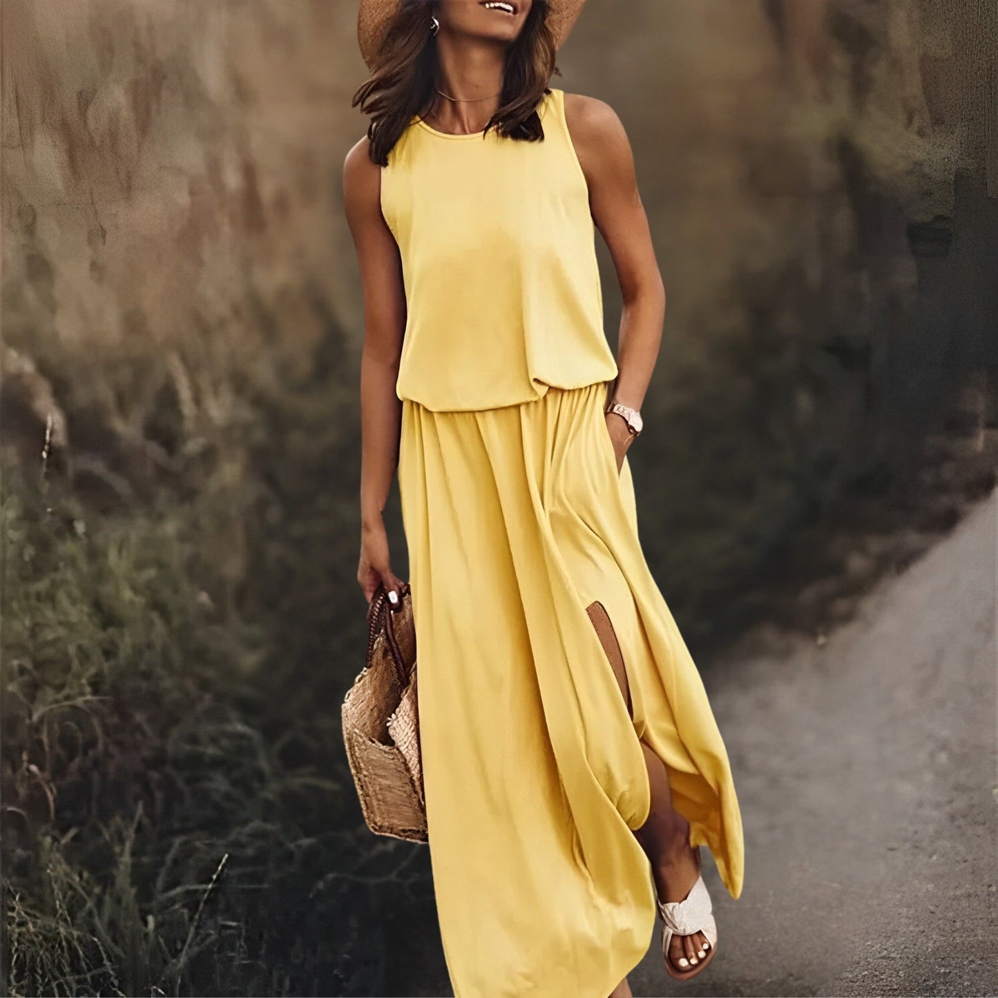 Anstey | Women’s Sleeveless Maxi Dress with Side Slit – Elegant Summer Comfort