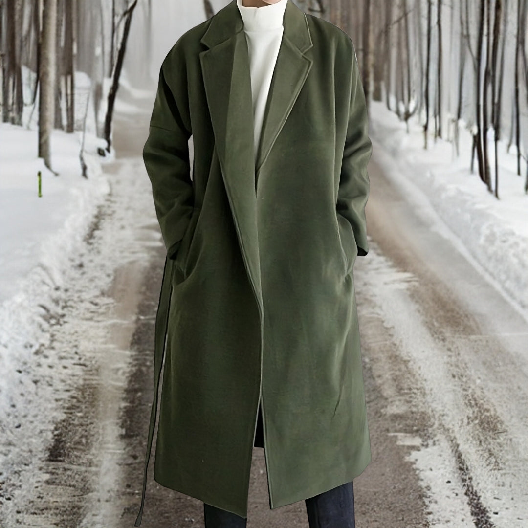 Falcon | Men’s Classic Long Wool Coat with Straight Cut