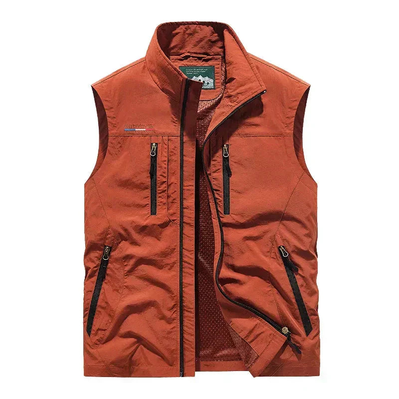 Brandon | Men’s Lightweight Stand Collar Vest with Multi Zipped Pockets for Transitional Seasons