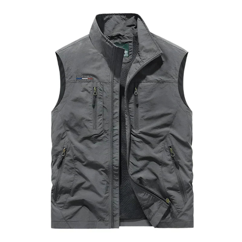 Brandon | Men’s Lightweight Stand Collar Vest with Multi Zipped Pockets for Transitional Seasons